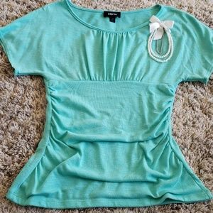 Mint Top with Pearls